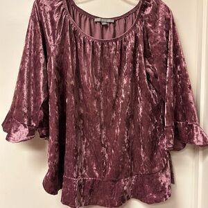 Valerie Stevens Velvet Blouse in Deep Pink